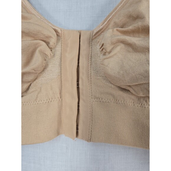 Miracle Bamboo Bra Women's 2XL Solid Beige Wire Free Front-Closure Comfort Nude - Picture 3 of 4